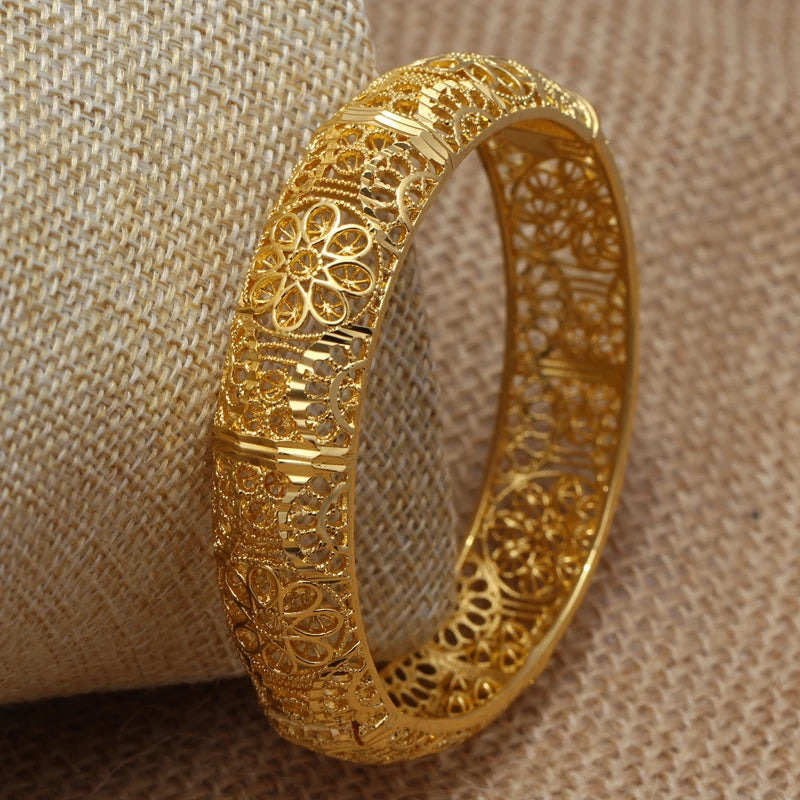 24K Flower Bangles for Girls Kids Dubai Egyptian Indian Saudi Bangles