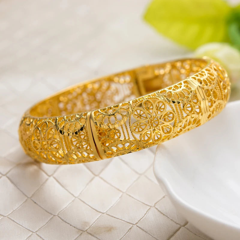 24K Flower Bangles for Girls Kids Dubai Egyptian Indian Saudi Bangles