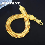24K 10MM Sideways Bracelet Chain Men Women Jewelry