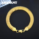 24K 10MM Sideways Bracelet Chain Men Women Jewelry