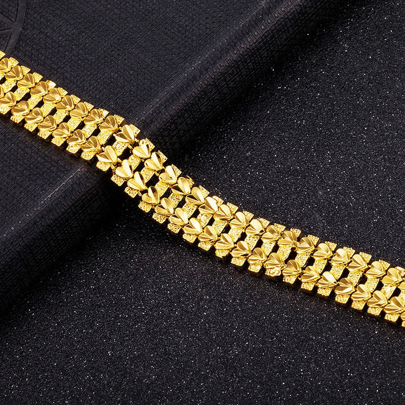 24K Bracelet for Men Jewelry Successful People Charm Bangle Male Gift