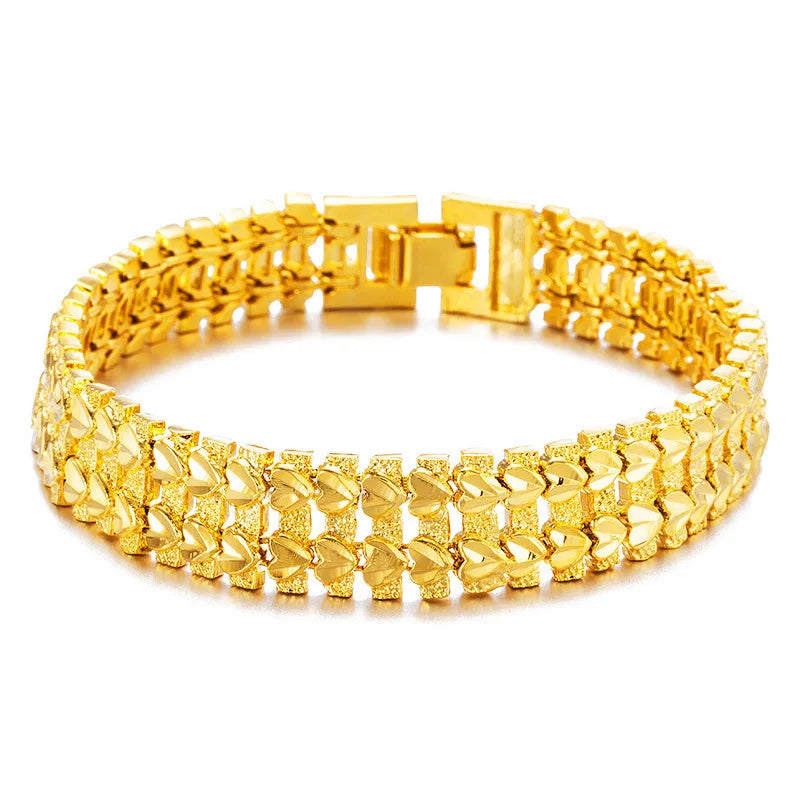 24K Heart Charm Bracelet Bangle Wedding Engagement Gift