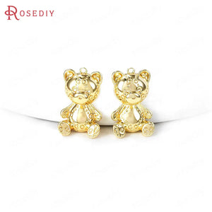 24K Brass Animal Bear Charms Pendants for Jewelry Making
