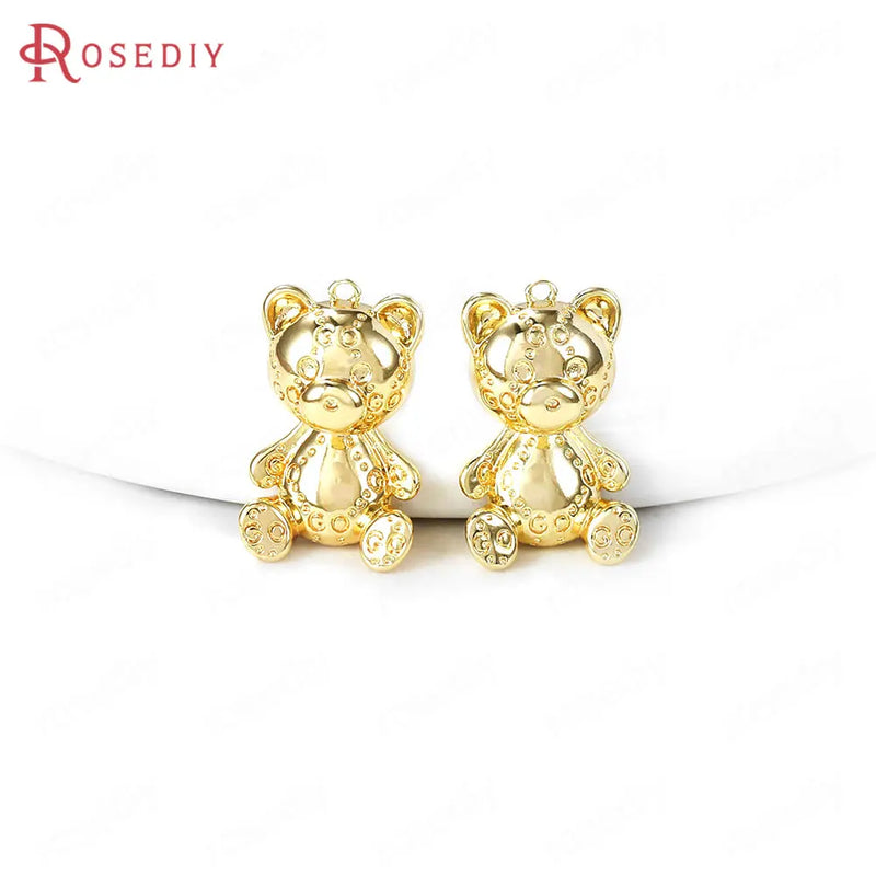 24K Brass Animal Bear Charms Pendants for Jewelry Making