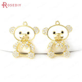 24K Brass Animal Bear Charms Pendants for Jewelry Making
