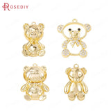 24K Brass Animal Bear Charms Pendants for Jewelry Making