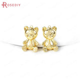 24K Brass Animal Bear Charms Pendants for Jewelry Making