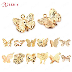 24K Brass Butterfly Charms Pendants for Jewelry Making