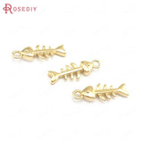 24K Brass Fish Bone Charms Pendants Jewelry Making Supplies