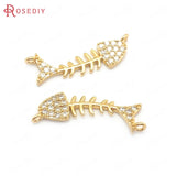 24K Brass Fish Bone Charms Pendants Jewelry Making Supplies