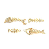 24K Brass Fish Bone Charms Pendants Jewelry Making Supplies