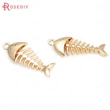 24K Brass Fish Bone Charms Pendants Jewelry Making Supplies