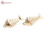 24K Brass Fish Bone Charms Pendants Jewelry Making Supplies