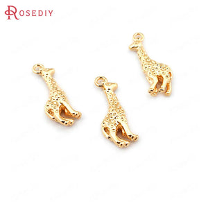 24K Brass Giraffe Deer Charms Pendants Jewelry Making Supplies