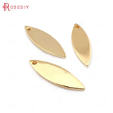 24K Brass Prismatic Willow Leaf Shape Charms Pendants