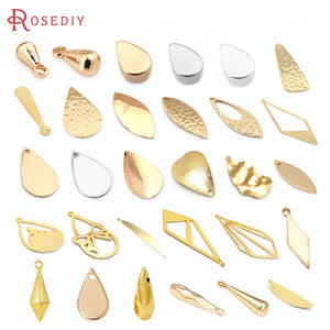 24K Brass Prismatic Willow Leaf Shape Charms Pendants