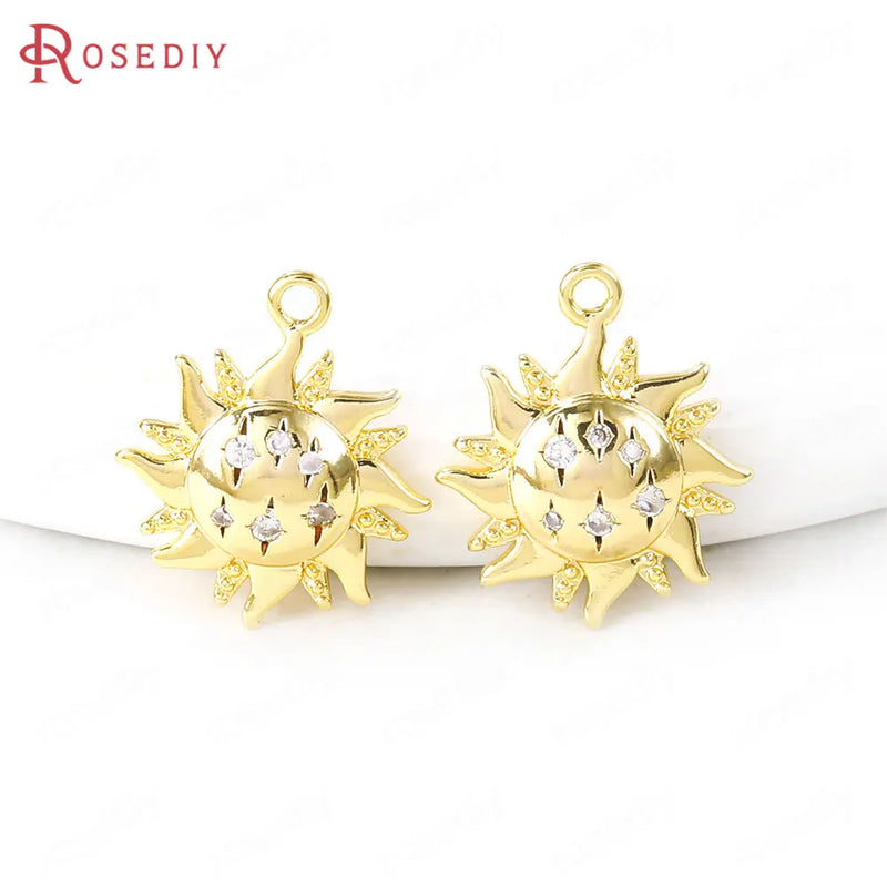 24K Brass Moon Star Sun Planet Style Charms Pendants