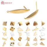 24K Brass Rectangle Square Triangle Stud Earrings Pins Jewelry Making Supplies