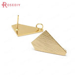 24K Brass Rectangle Square Triangle Stud Earrings Pins Jewelry Making Supplies