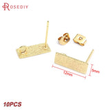 24K Brass Rectangle Square Triangle Stud Earrings Pins Jewelry Making Supplies