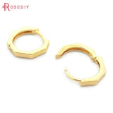 24K Brass Round Oval Square Hexagon Hoop Earrings DIY Jewelry Findings