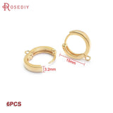 24K Brass Round Oval Square Hexagon Hoop Earrings DIY Jewelry Findings
