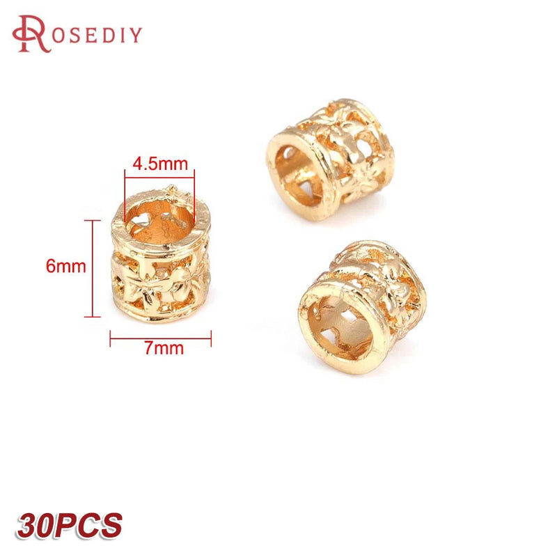24K Brass Square Cylinder Spacer Beads for Jewelry Making