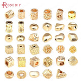24K Brass Square Cylinder Spacer Beads for Jewelry Making