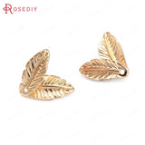 24K Brass Tree Leaf Leaves Charms Pendants Jewelry Making Supplies