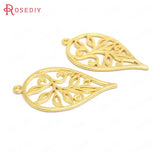 24K Brass Tree Leaf Leaves Charms Pendants for Jewelry Making