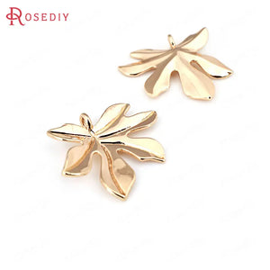 24K Brass Tree Leaf Leaves Charms Pendants for Jewelry Making