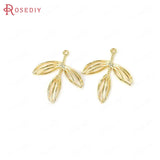 24K Brass Tree Leaf Leaves Charms Pendants for Jewelry Making
