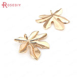 24K Brass Tree Leaf Leaves Charms Pendants for Jewelry Making