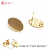 24K Brass Wave & Oval Stud Earrings Pin DIY Jewelry Findings