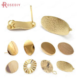 24K Brass Wave & Oval Stud Earrings Pin DIY Jewelry Findings