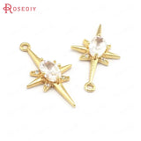 24K Brass Zircon Star Charms Pendants Jewelry Making Supplies