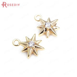 24K Brass Zircon Star Charms Pendants Jewelry Making Supplies