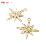 24K Brass Zircon Star Charms Pendants Jewelry Making Supplies