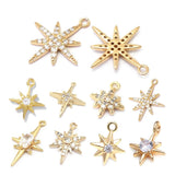 24K Brass Zircon Star Charms Pendants Jewelry Making Supplies