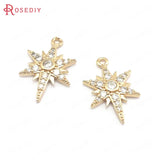 24K Brass Zircon Star Charms Pendants Jewelry Making Supplies