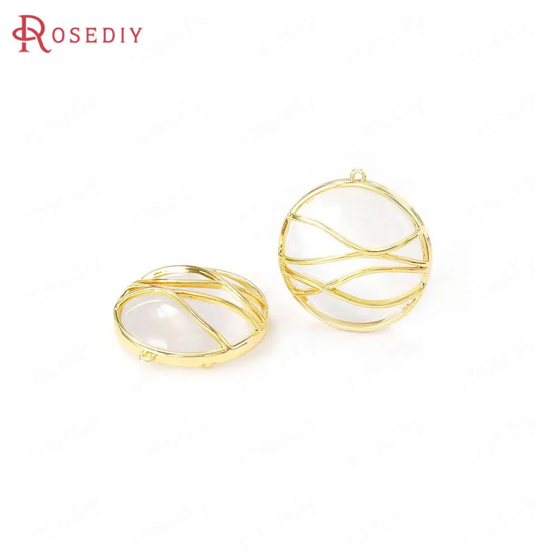 24K Brass and Opal Charms Pendants for Jewelry Making