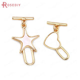 24K Brass and Shell Star Heart O Toggle Clasps for Bracelet