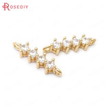 24K Brass Zircon 2 Holes Connect Charms Pendants Jewelry Making Supplies