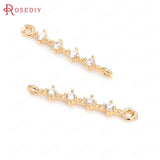 24K Brass Zircon 2 Holes Connect Charms Pendants Jewelry Making Supplies
