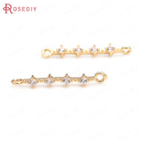 24K Brass Zircon 2 Holes Connect Charms Pendants Jewelry Making Supplies