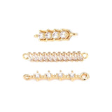 24K Brass Zircon 2 Holes Connect Charms Pendants Jewelry Making Supplies