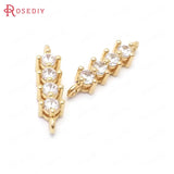 24K Brass Zircon 2 Holes Connect Charms Pendants Jewelry Making Supplies