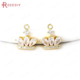 24K Brass Zircon Crown Charms for Jewelry Making