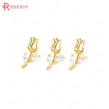 24K Brass Zircon Crown Charms for Jewelry Making