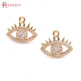 24K Brass Zircon Eyes Charms Pendants DIY Jewelry Making